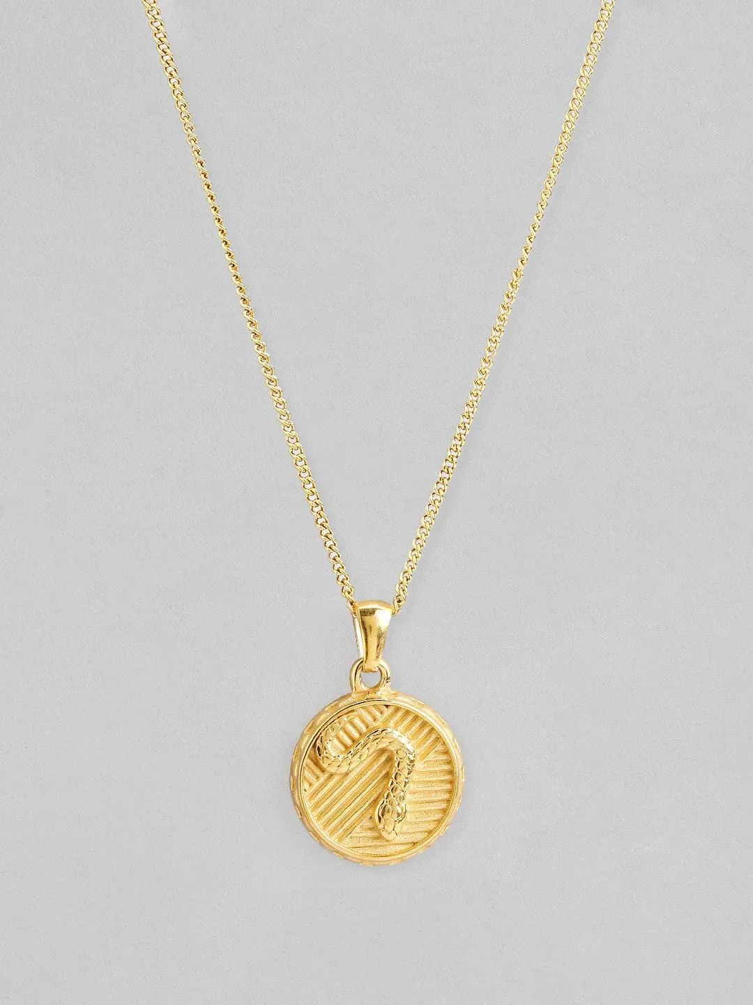 Rubans Voguish 18K Gold Plated Stainless Steel Waterproof Chin With Circle Embossed Pendant.