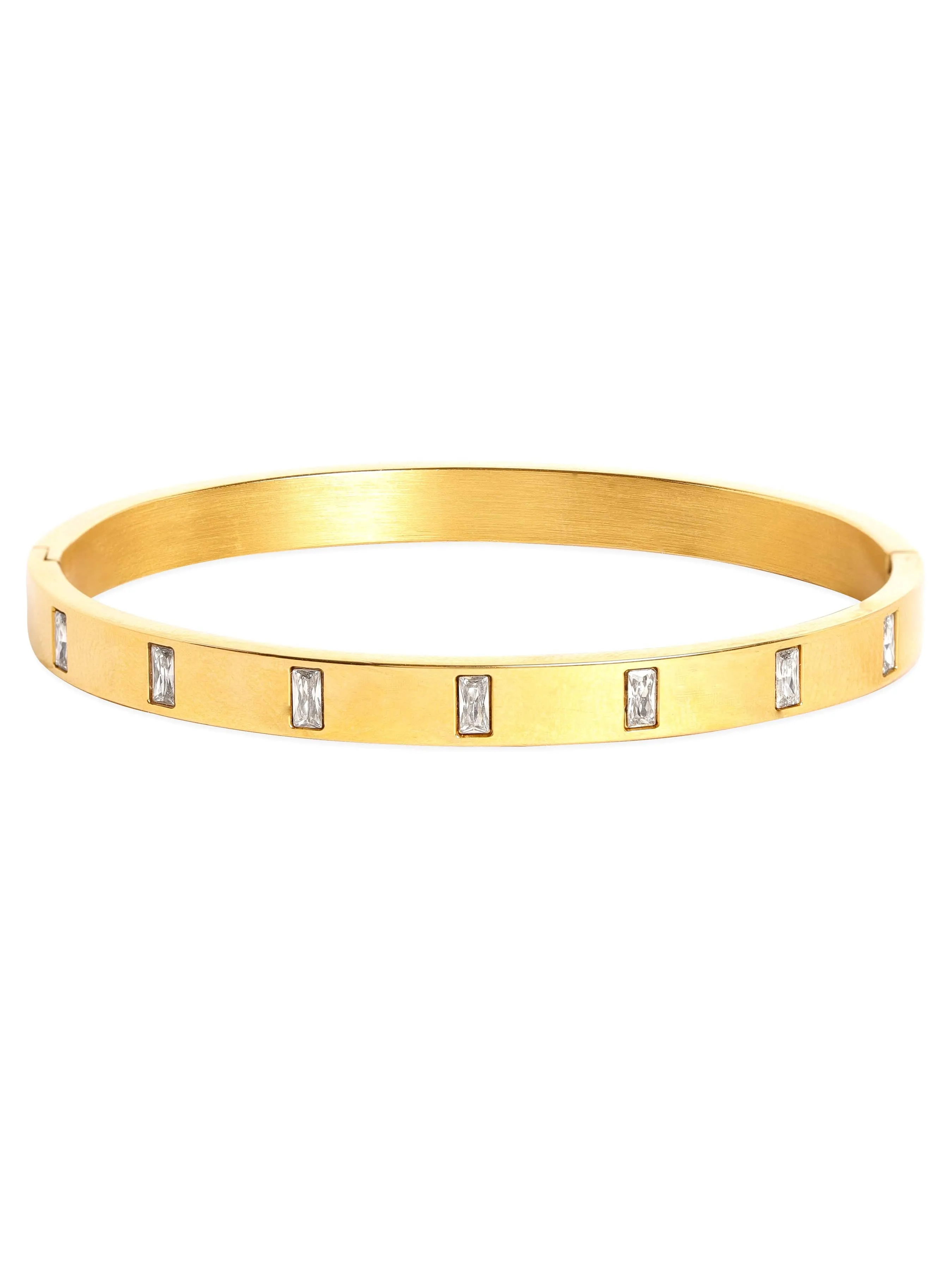 Rubans Voguish Captivating 18K Gold-Plated Zirconia Bracelet - Tarnish-Proof, Stainless Steel, and Water-Resistant Glamour