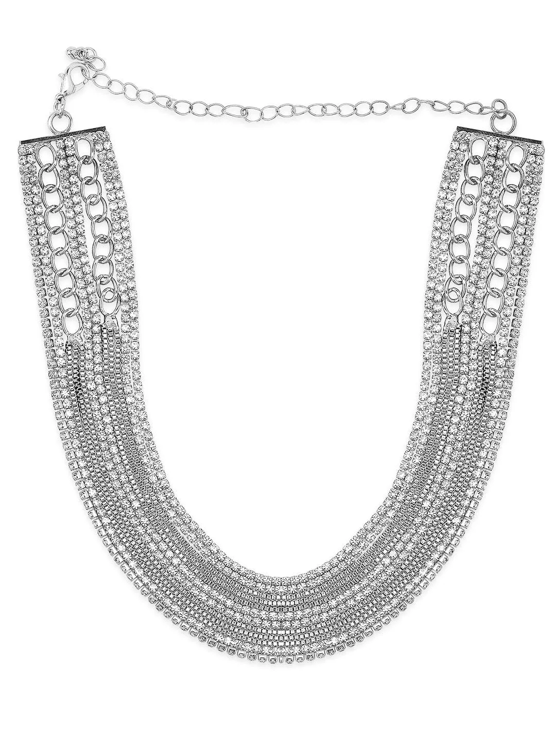 Rubans Voguish Zircon Studded Handcrafted Multi Layered Necklace