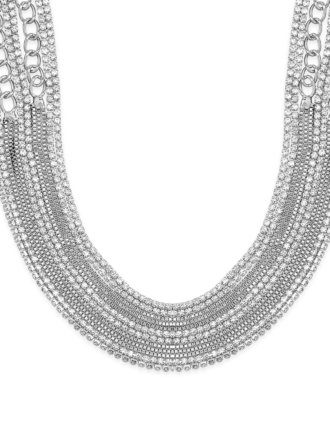 Rubans Voguish Zircon Studded Handcrafted Multi Layered Necklace