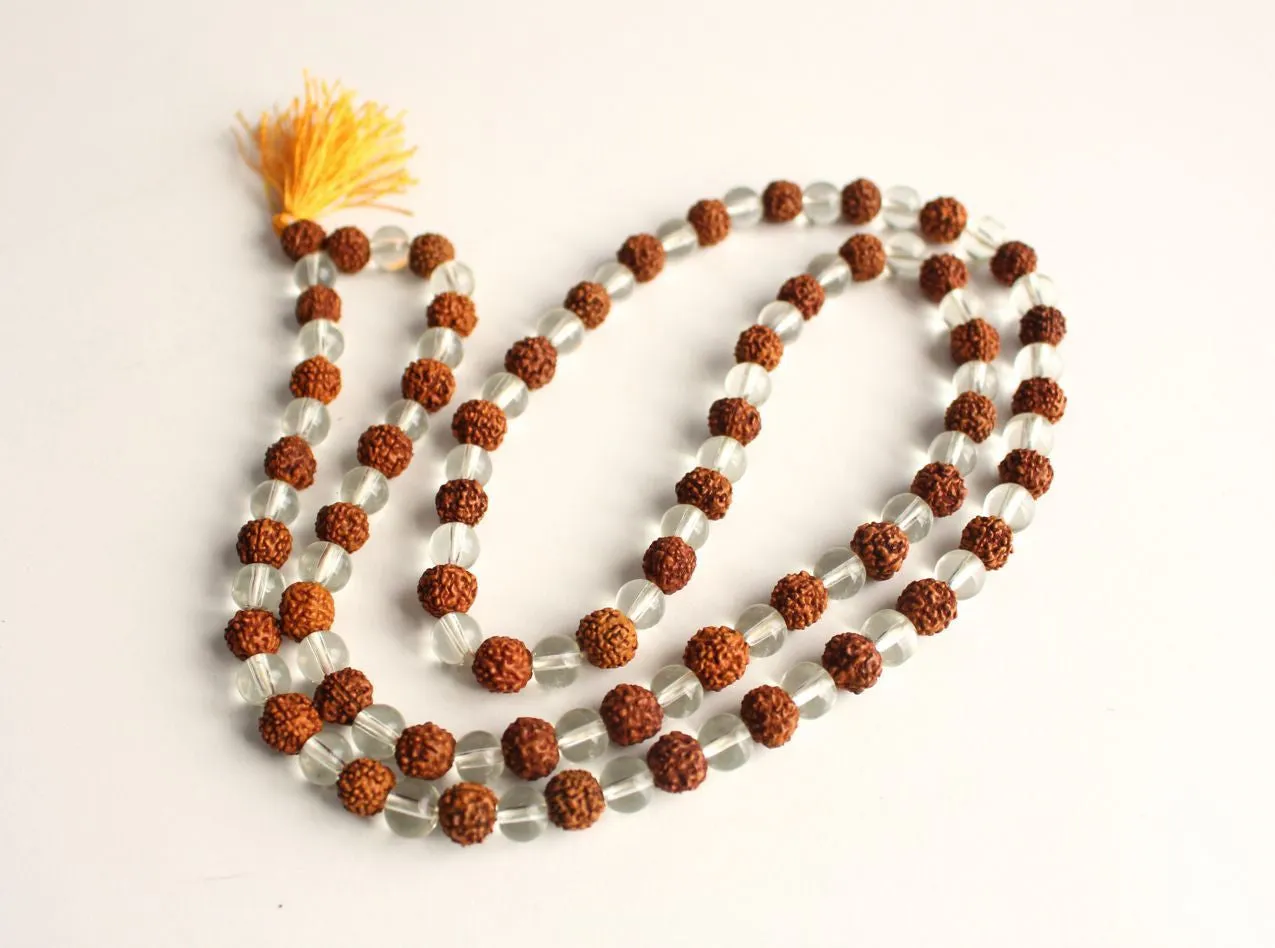 Rudraksha and Crystal 108 Prayer Mala