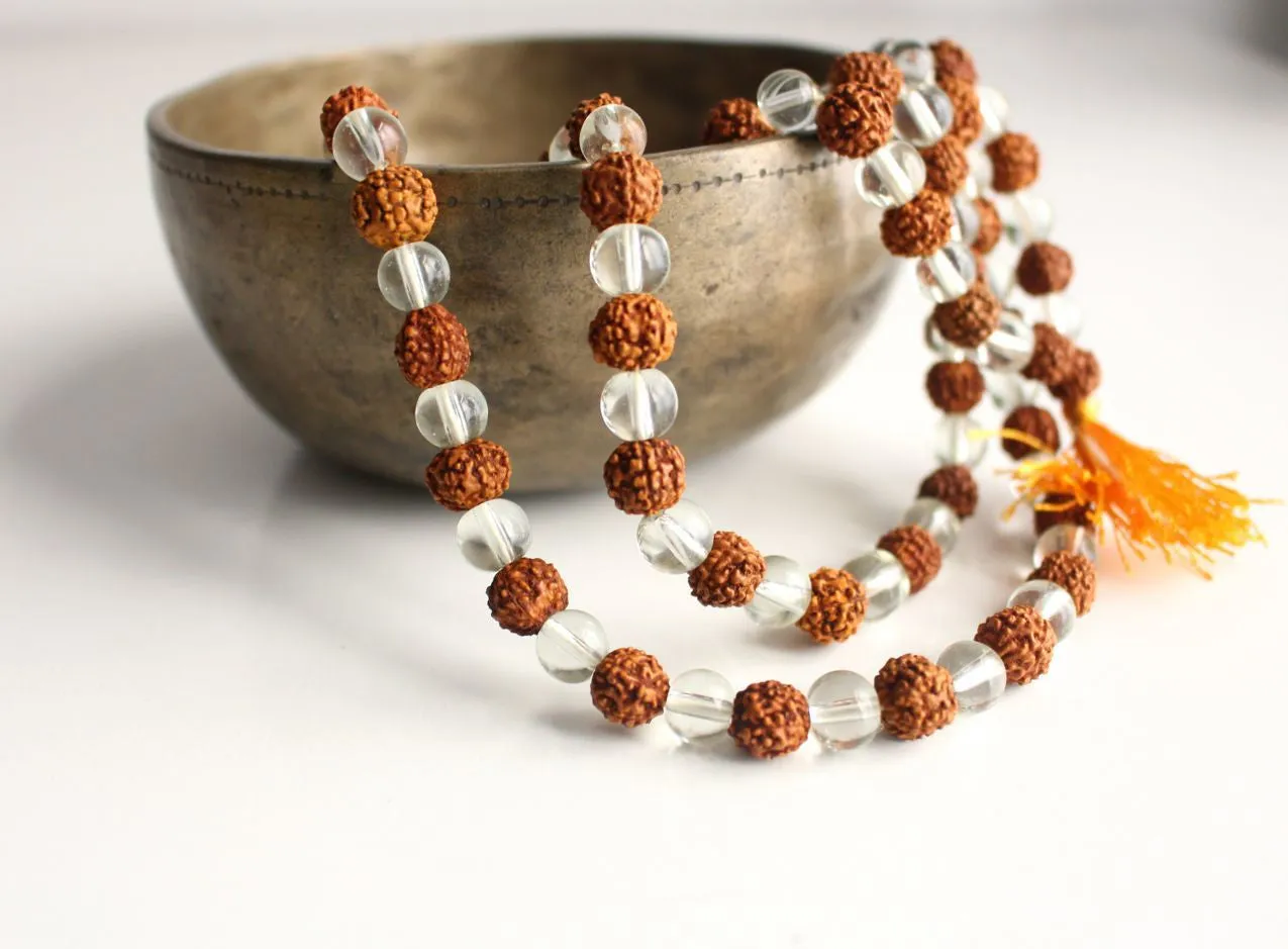 Rudraksha and Crystal 108 Prayer Mala