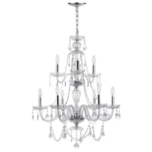 Safavieh Aura 9 Light 26 Inchdia Adjustable Beaded Chandelier, LIT4434