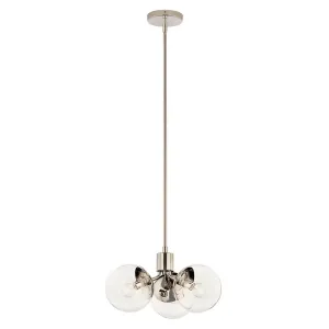 Silvarious 17" 3-Light Convertible Pendant Light with Clear Glass, Polished Nickel Finish