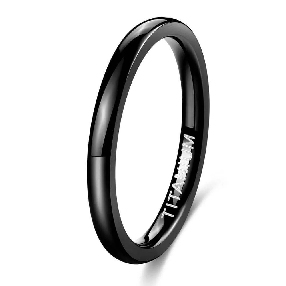 Simple Black Titanium Men's Wedding Band