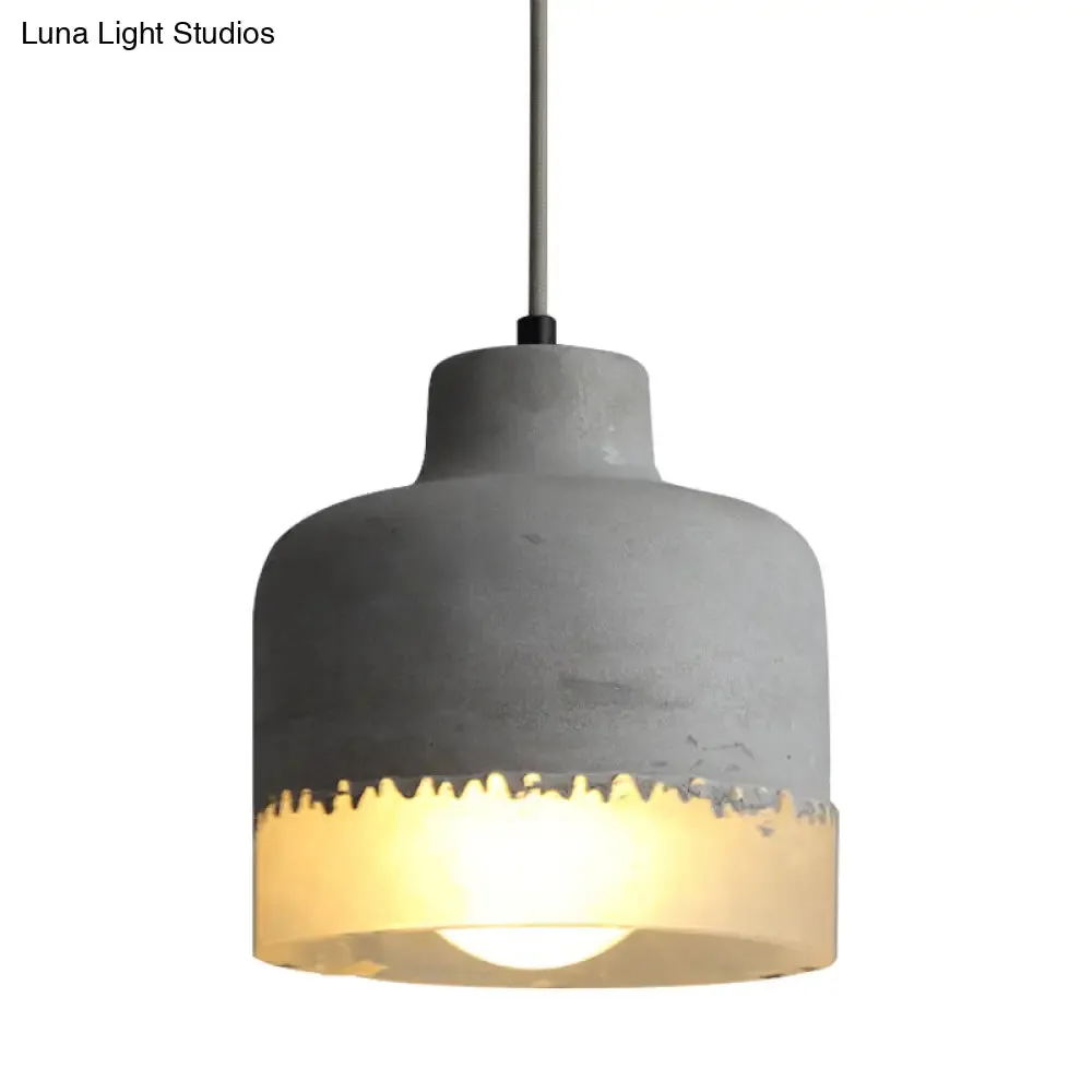 Simple Gray Cement Pendant Light for Drum Balcony & Living Room