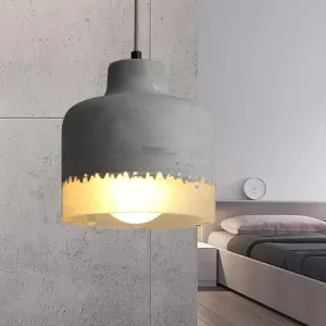 Simple Gray Cement Pendant Light for Drum Balcony & Living Room