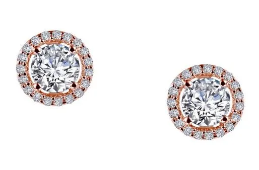 Simulated Diamond Halo Earrings E0328CLR