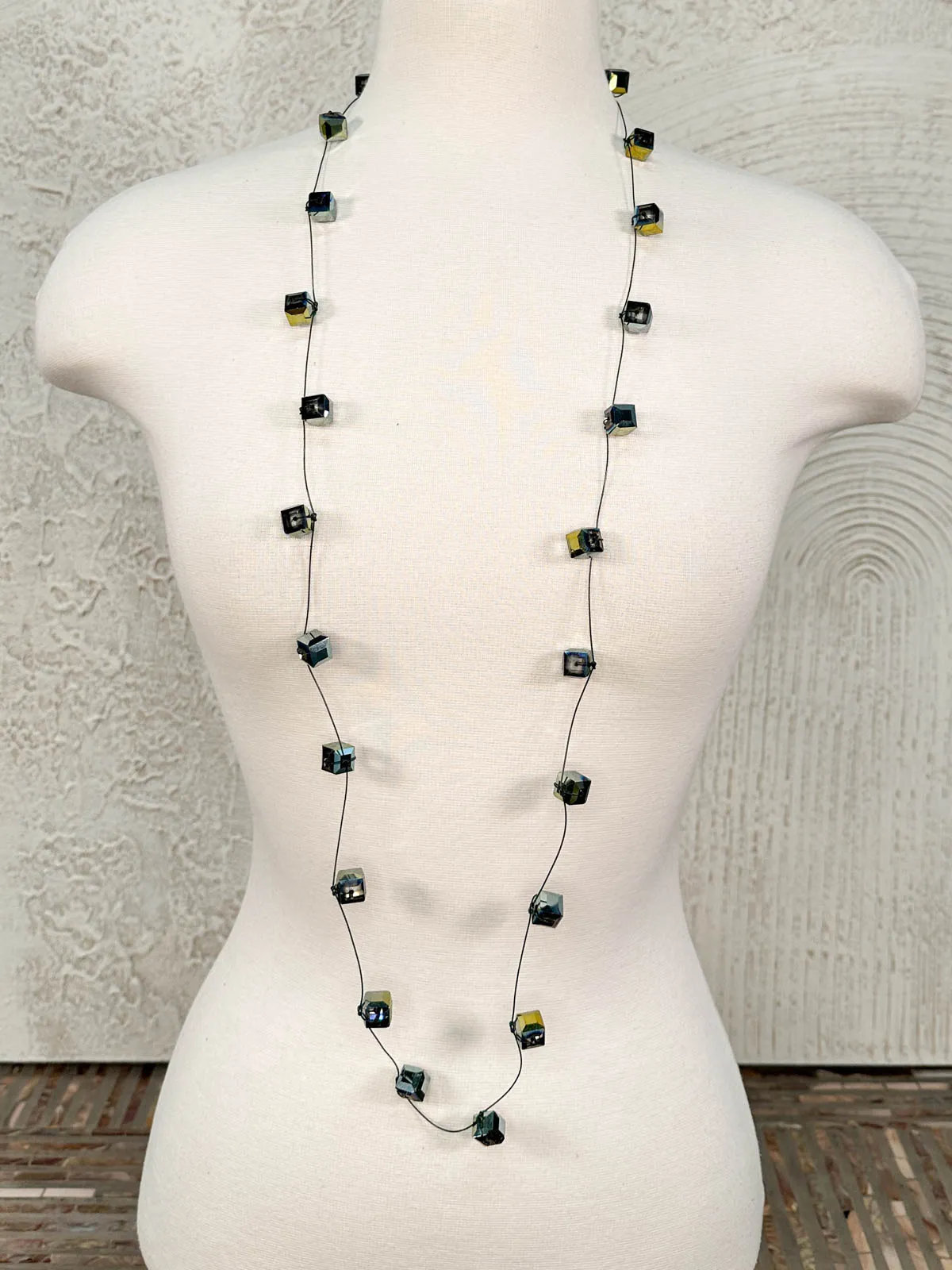 Single Strand Crystal Necklace, Peacock