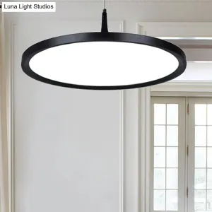 Sleek LED Office Pendant Lamp with Metal Shade - White/Black Ceiling Fixture in Multiple Sizes and Light Options