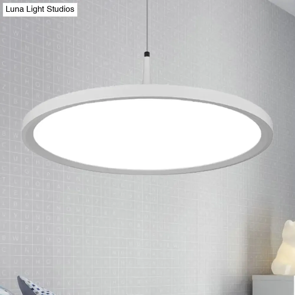 Sleek LED Office Pendant Lamp with Metal Shade - White/Black Ceiling Fixture in Multiple Sizes and Light Options