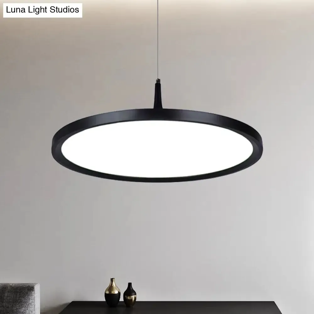 Sleek LED Office Pendant Lamp with Metal Shade - White/Black Ceiling Fixture in Multiple Sizes and Light Options