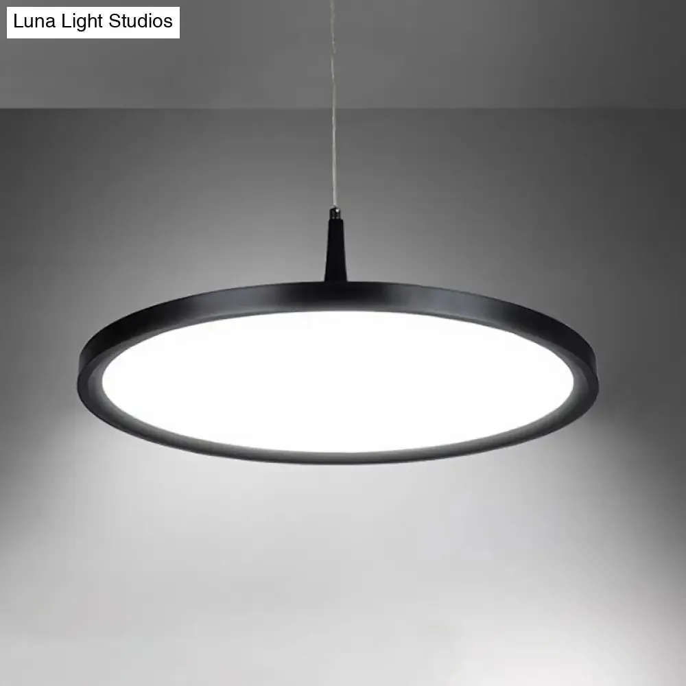 Sleek LED Office Pendant Lamp with Metal Shade - White/Black Ceiling Fixture in Multiple Sizes and Light Options