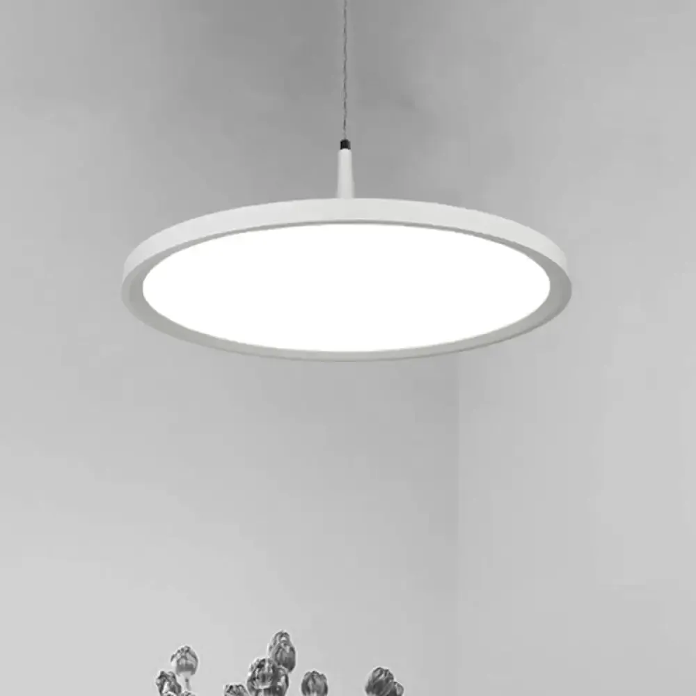 Sleek LED Office Pendant Lamp with Metal Shade - White/Black Ceiling Fixture in Multiple Sizes and Light Options