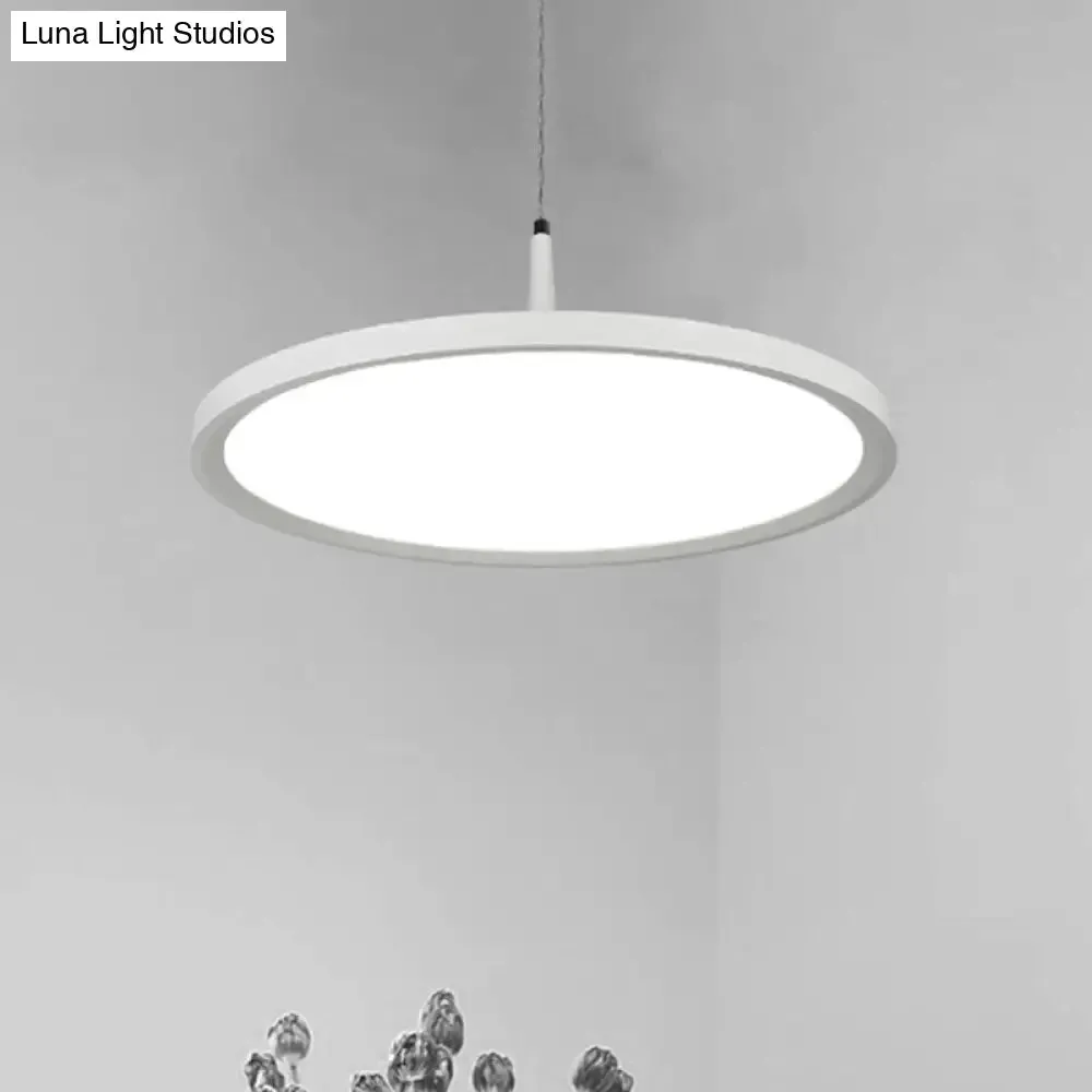 Sleek LED Office Pendant Lamp with Metal Shade - White/Black Ceiling Fixture in Multiple Sizes and Light Options