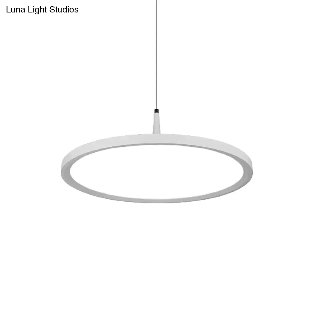 Sleek LED Office Pendant Lamp with Metal Shade - White/Black Ceiling Fixture in Multiple Sizes and Light Options