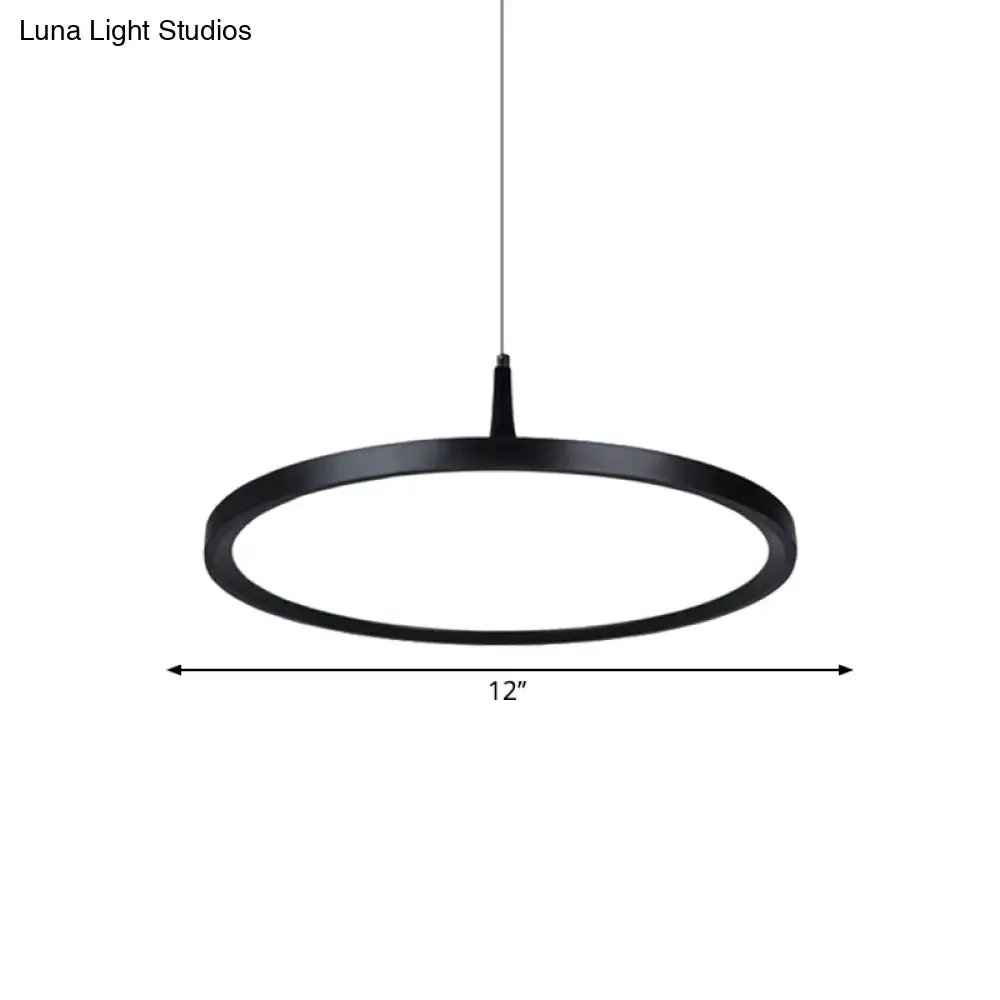 Sleek LED Office Pendant Lamp with Metal Shade - White/Black Ceiling Fixture in Multiple Sizes and Light Options