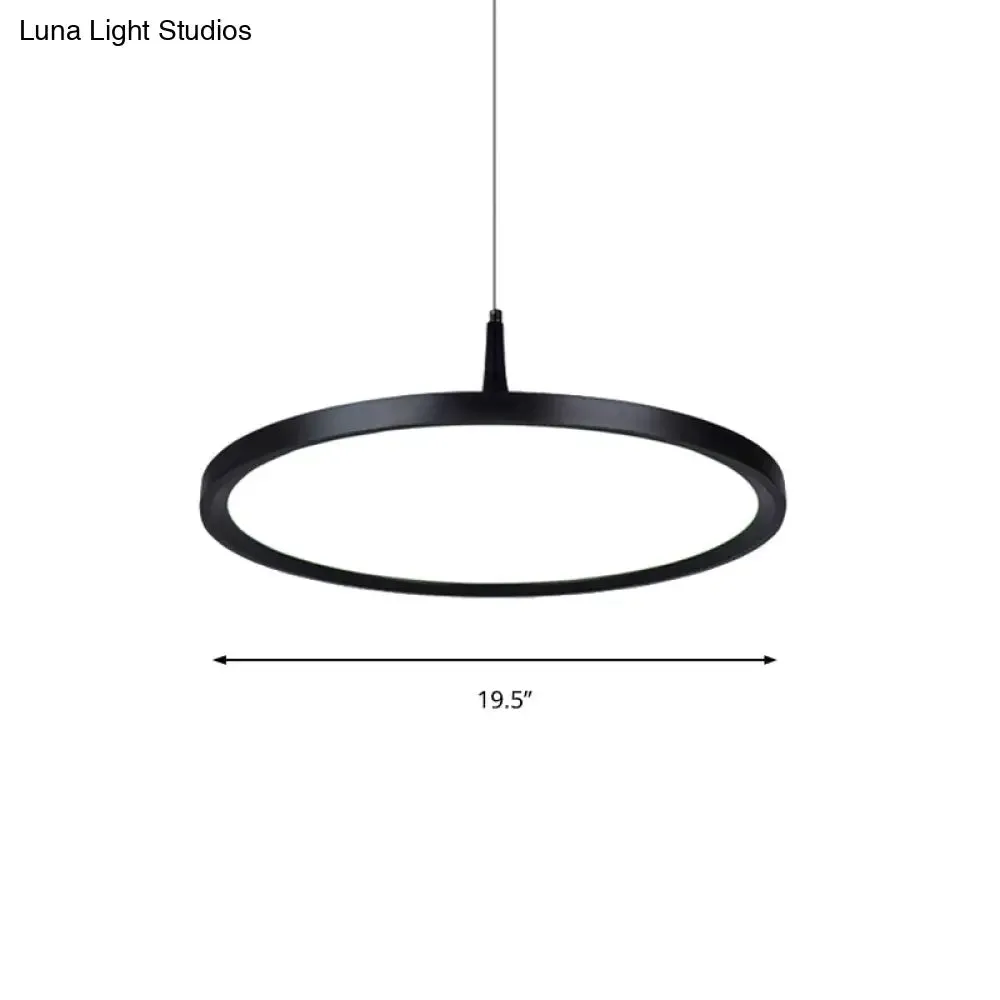 Sleek LED Office Pendant Lamp with Metal Shade - White/Black Ceiling Fixture in Multiple Sizes and Light Options