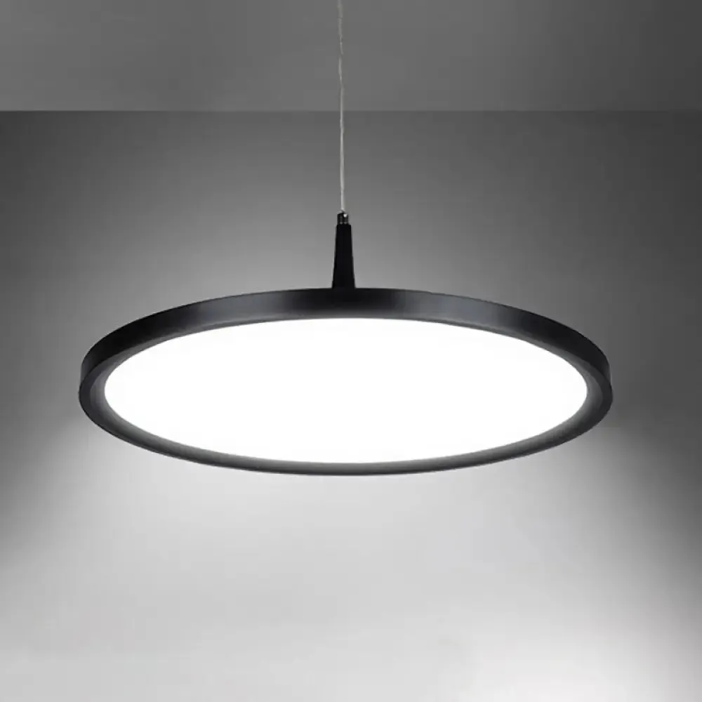 Sleek LED Office Pendant Lamp with Metal Shade - White/Black Ceiling Fixture in Multiple Sizes and Light Options