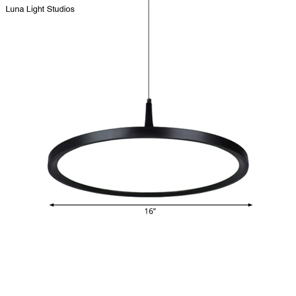 Sleek LED Office Pendant Lamp with Metal Shade - White/Black Ceiling Fixture in Multiple Sizes and Light Options