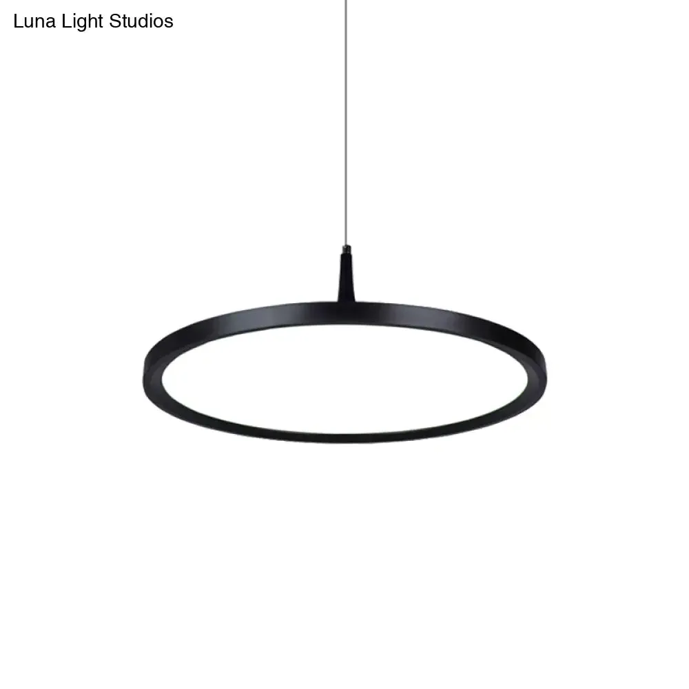 Sleek LED Office Pendant Lamp with Metal Shade - White/Black Ceiling Fixture in Multiple Sizes and Light Options