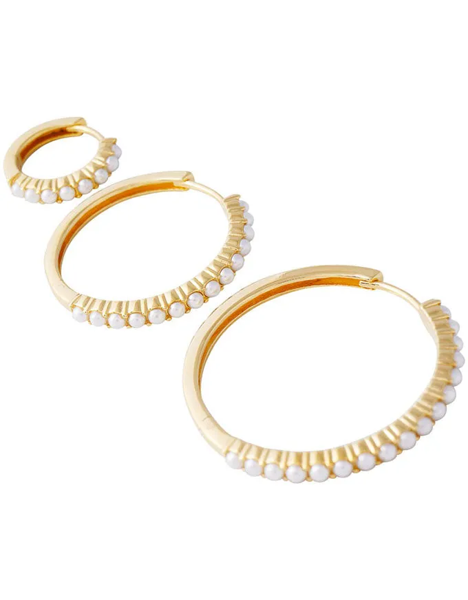 Slim Crystal Pearl Midi Hoops