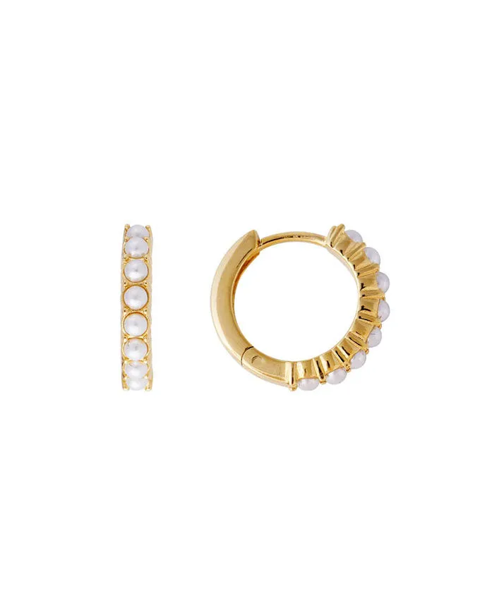 Slim Crystal Pearl Midi Hoops