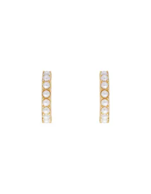 Slim Crystal Pearl Midi Hoops