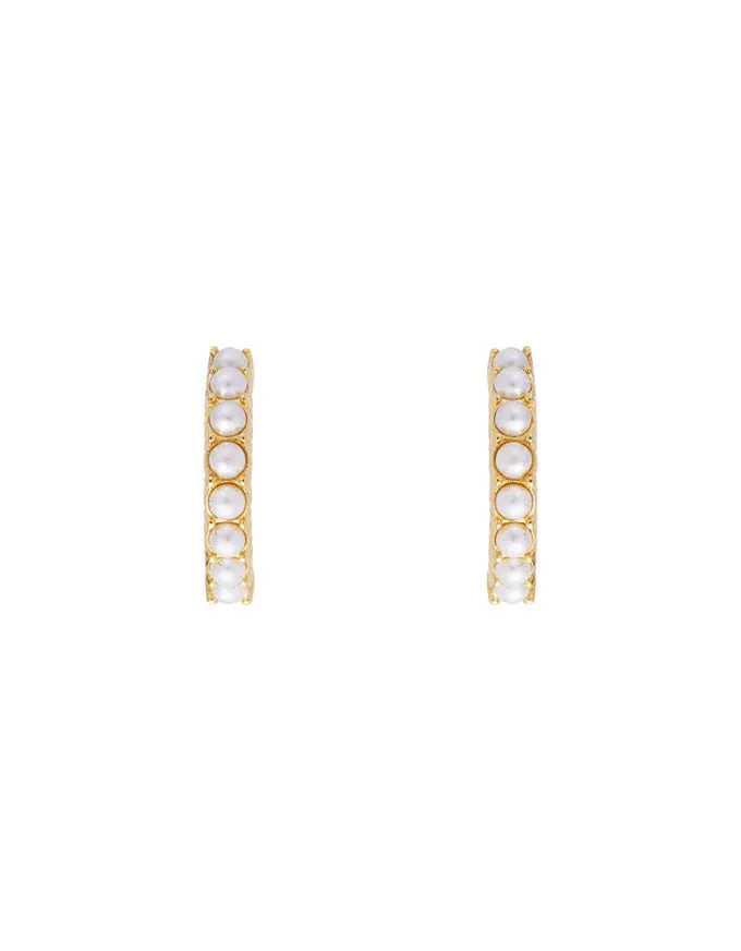 Slim Crystal Pearl Midi Hoops