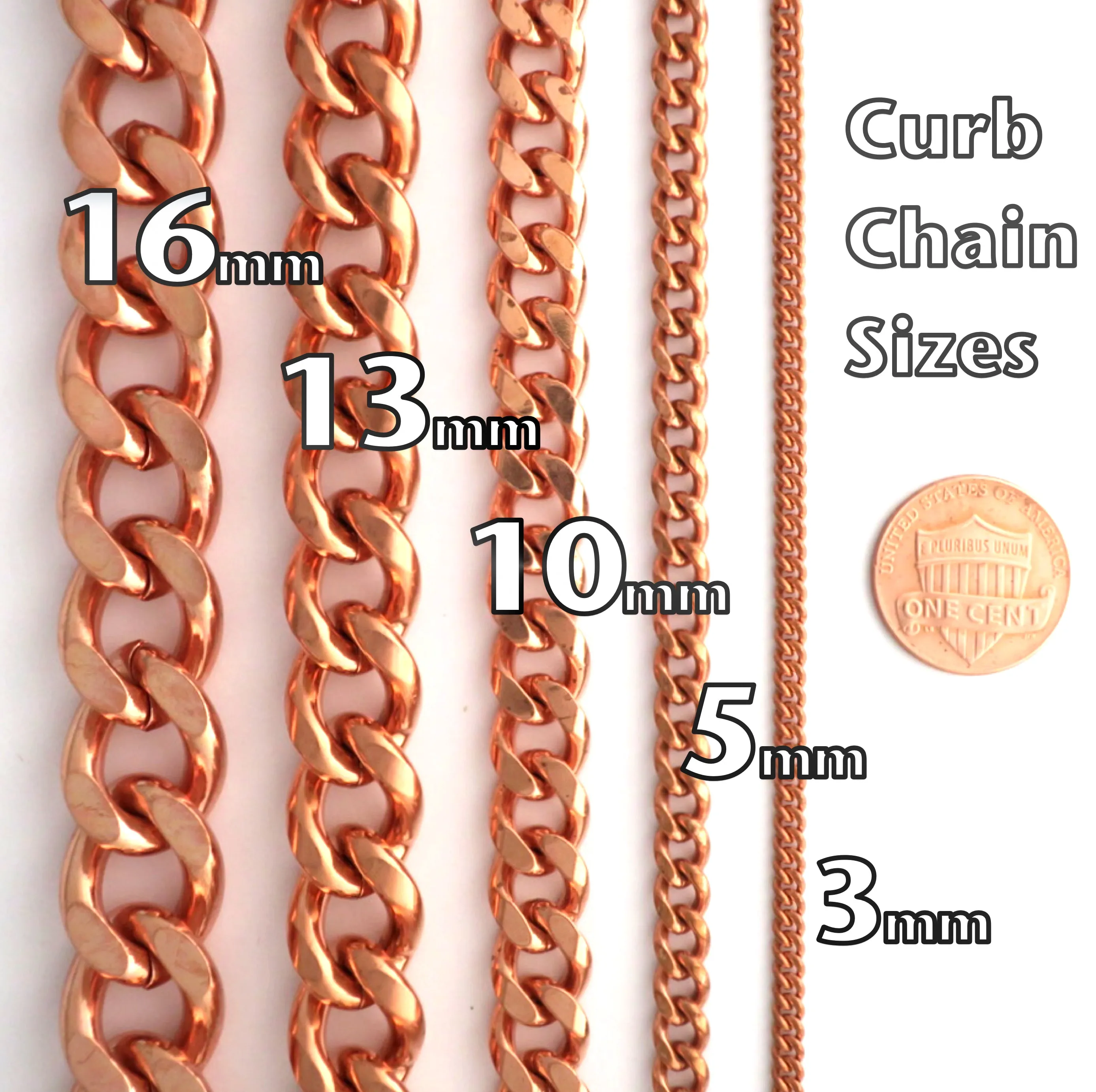 Solid Copper Necklace Chain Heavy Cuban Curb Chain Necklace NC76 Rugged 10mm Solid Copper Curb Chain Necklace 24 Inch Chain