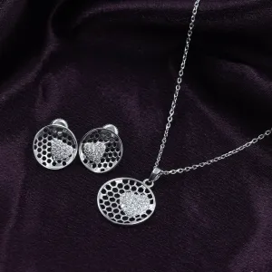 Sophisticated 925 Sterling Silver Necklace & Earring Set for Women - Pendant & Studs