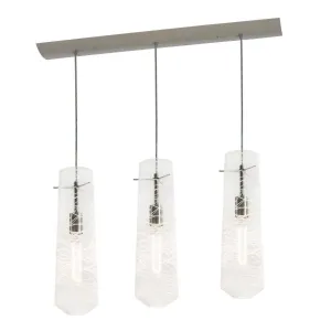 Spun 41 in. 3 Lights Pendant Light Satin Nickel Finish Clear Shade