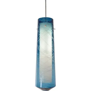 Spun 5 in. LED Pendant Light 3000K Satin Nickel Finish, 120-277V Steel Blue Shade