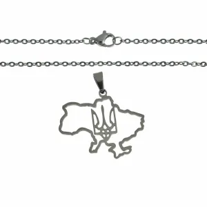 Stainless Steel Cable Chain Necklaces 19.69" With Ukraine Map Outline Pendant - 5 Necklaces - Z201