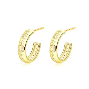 Star and Moon 18k Gold Vermeil Stud Earrings