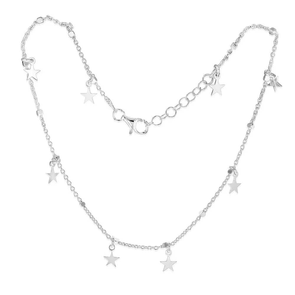 Sterling Silver Star Charm 27cm Anklet