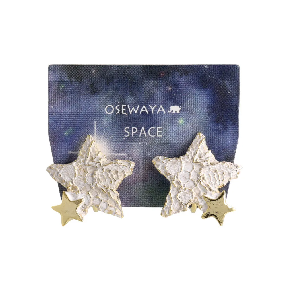 Textured Celestial Clip On Earrings