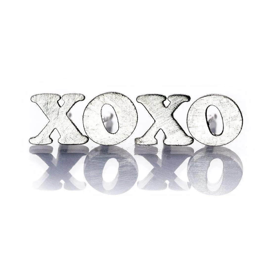 Tiny XO Hugs & Kisses Sterling Silver Stud Earrings, Ready to Ship