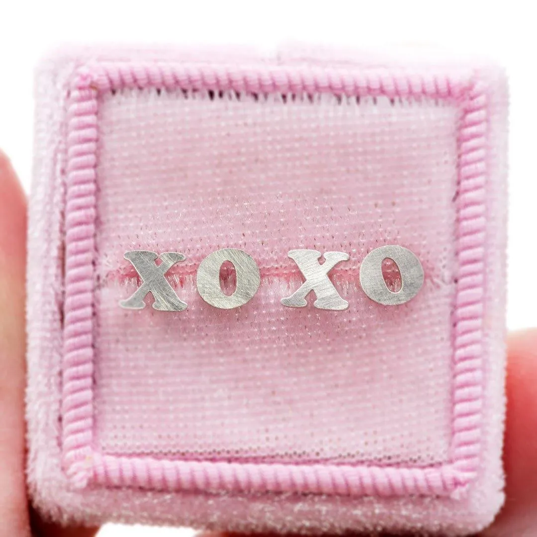 Tiny XO Hugs & Kisses Sterling Silver Stud Earrings, Ready to Ship