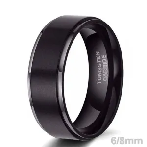 Vintage Black Brushed Tungsten Carbide Wedding Band