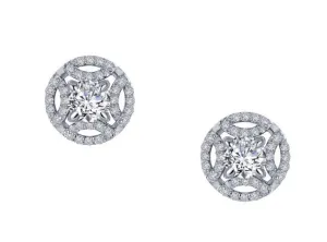 Vintage Style Button Simulated Diamond Earrings E0391CLP