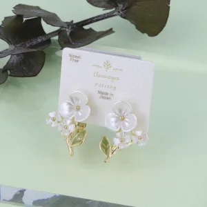 White Flower Clip On Earrings