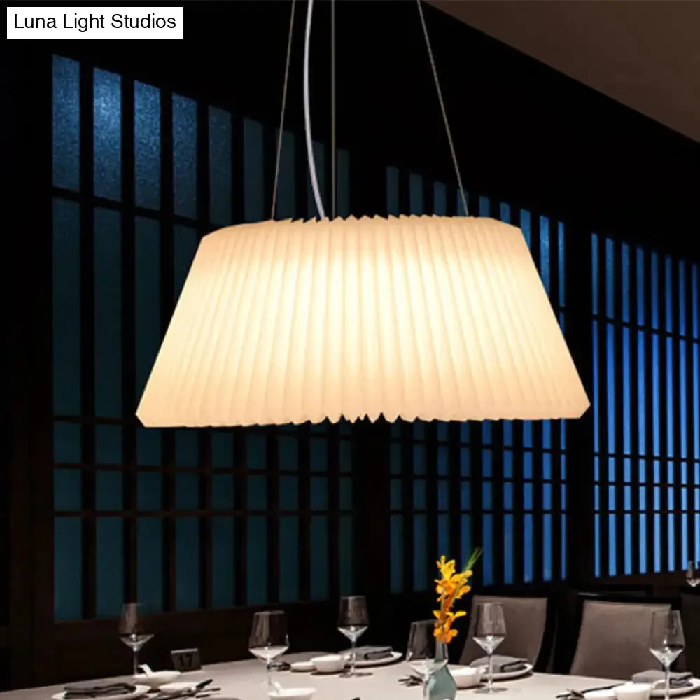 White Plastic Barrel Ceiling Pendant Lamp - Modern 1 Light Restaurant Pendant, 18"/22.5" Wide