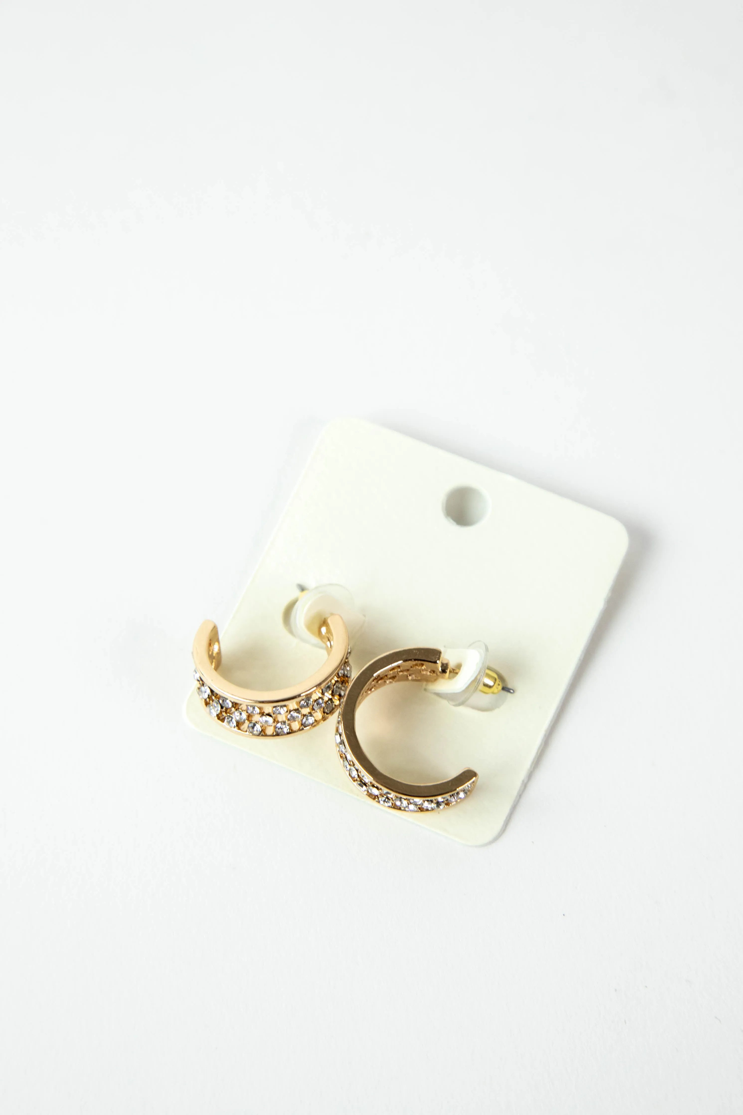 Wide & Linked Pave Crystal Hoops, Gold