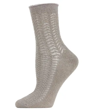 Women's Metallic Ivy Pointelle Cotton Blend Anklet Sock