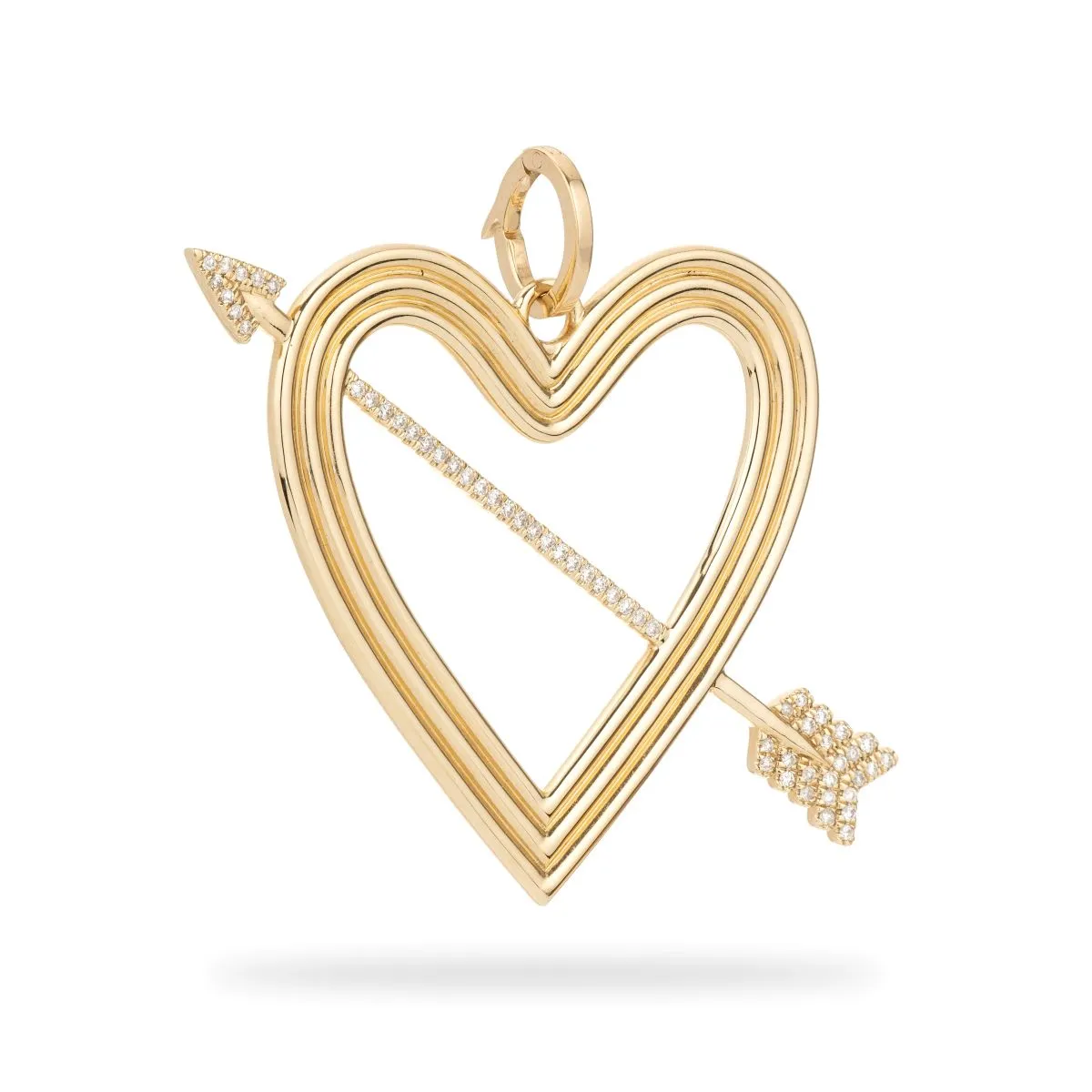 XL Pavé Heart   Arrow Hinged Charm