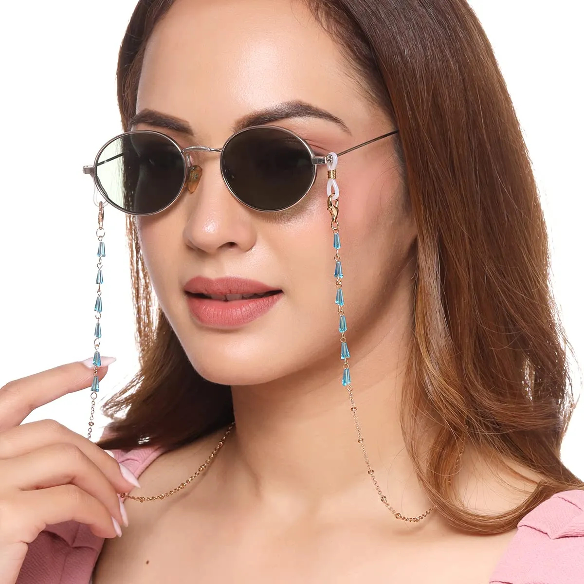 Yellow Chimes Sunglasses Chain for Women Eyeglasses Chain Multicolor Beadded Face Mask Chains Sunglasses Accessories/Sunglasses Lanyard for Girls and Women (Style-16)